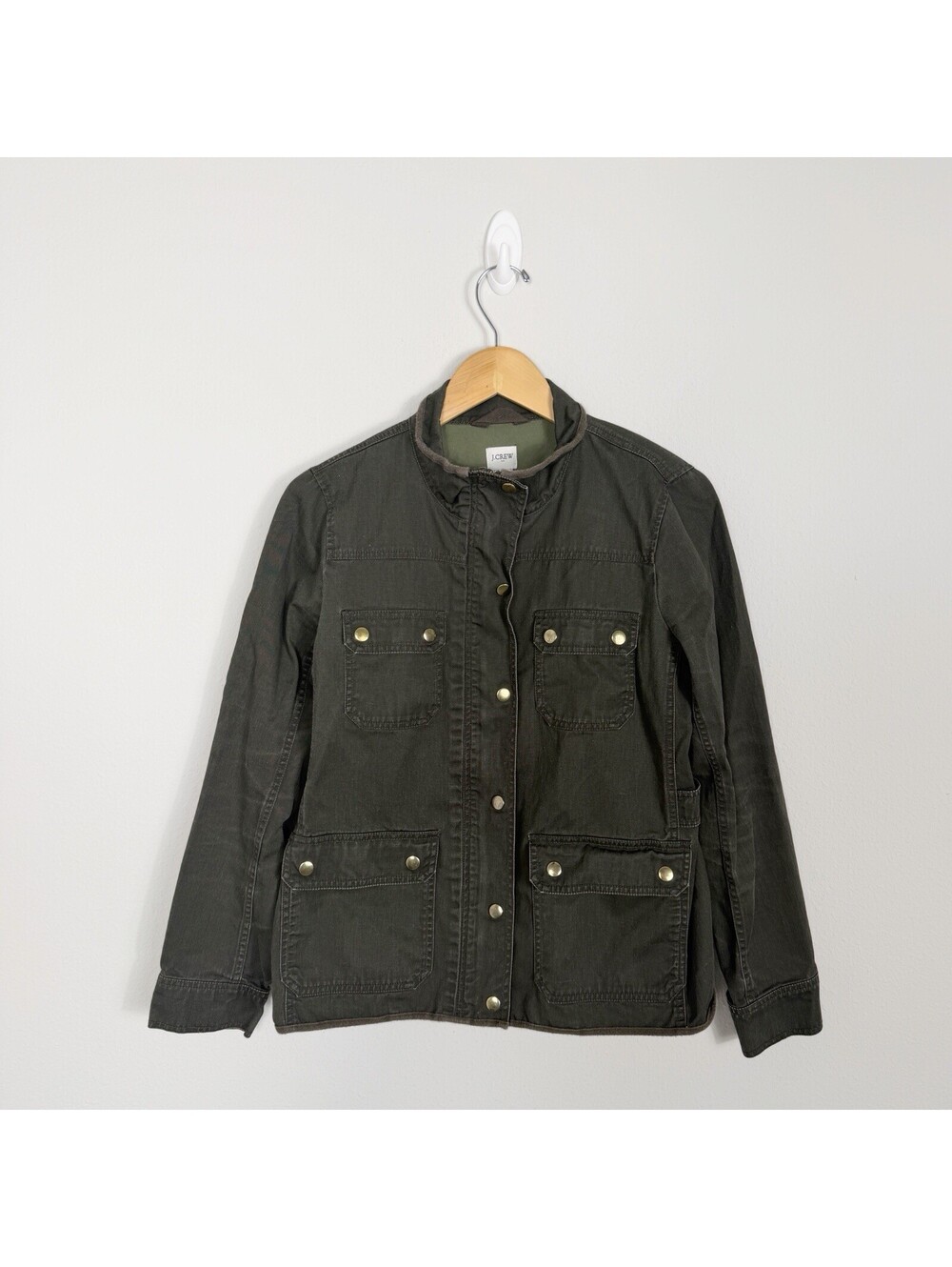 J Crew Field Military Jacket Womens Medium Relaxed Boyfriend Fit Hunt Gray